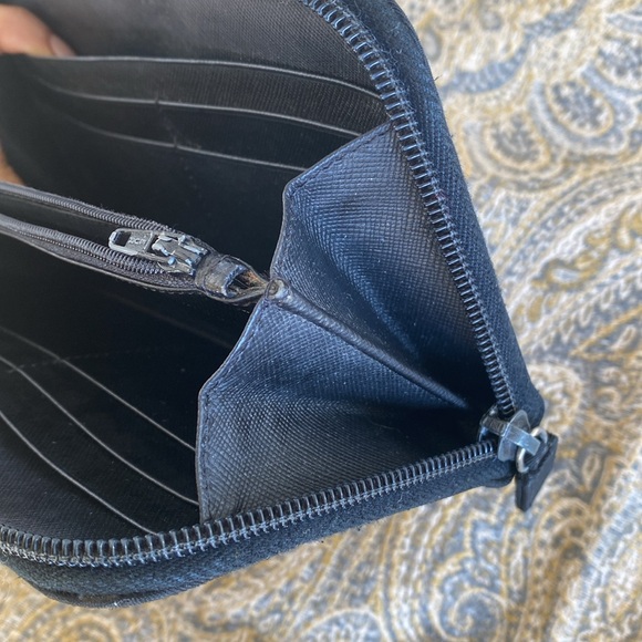 PRADA Logo Plate Long Wallet Tessuto Nylon Saffiano Leather Auth w/Card - Picture 12 of 17